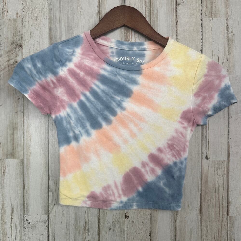 Aeropostale Seriously Soft Baby Tee XS Tie Dye Cropped Boho Hippie Festival EUC